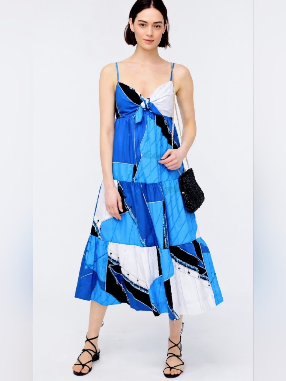 NWT J.Crew Tie-front Cotton Poplin Midi in Blue Ratti® Regatta Print Dress 10
